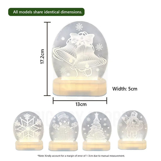 CarolCraft Christmas LED Acrylic USB Lamp Set of 5 Decoration Ornament Xmas Gift-3