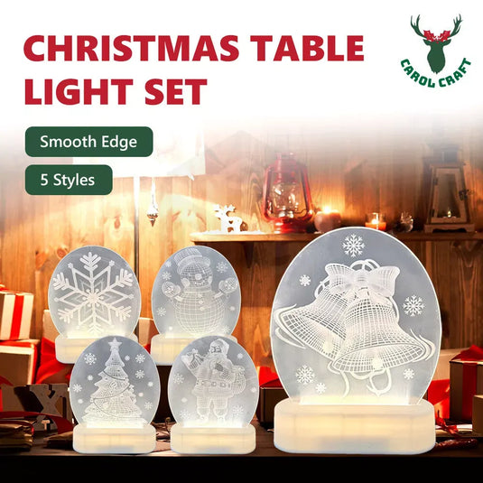 CarolCraft Christmas LED Acrylic USB Lamp Set of 5 Decoration Ornament Xmas Gift-1