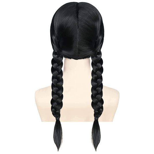 BRAIDED WIG Womens Plaited Hair Costume Party Schoolgirl Fancy Dress Braid - Black-4