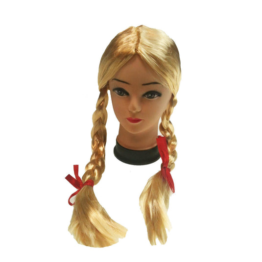 BRAIDED WIG Womens Plaited Hair Costume Party Schoolgirl Fancy Dress Braid - Blonde-1