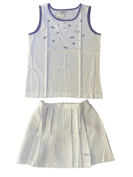 Load image into Gallery viewer, Renee Vintage Tennis Pleated Skirt &amp; Top Set – Retro White &amp; Purple
