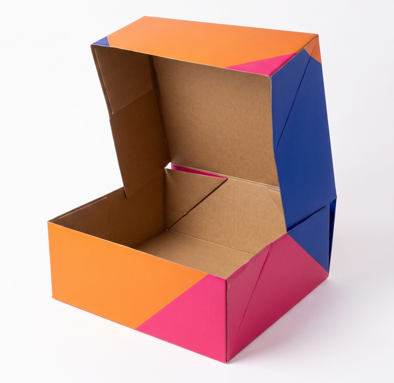 Load image into Gallery viewer, 100x Large Flat-Pack Cardboard Packing Boxes Carton w/ Geometric Print (250x220x100mm)-2
