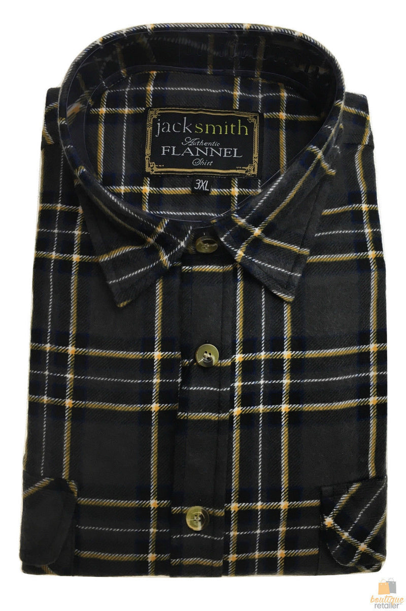 Load image into Gallery viewer, Mens Button Up FLANNELETTE SHIRT Check 100% COTTON Flannel Vintage - Charcoal 29 (Half Placket)-3

