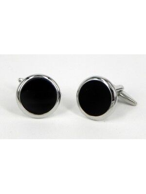 Load image into Gallery viewer, Formalaties Premum Luxury Cufflink Set in Black/Silver Round Circle (Gift Boxed)-0
