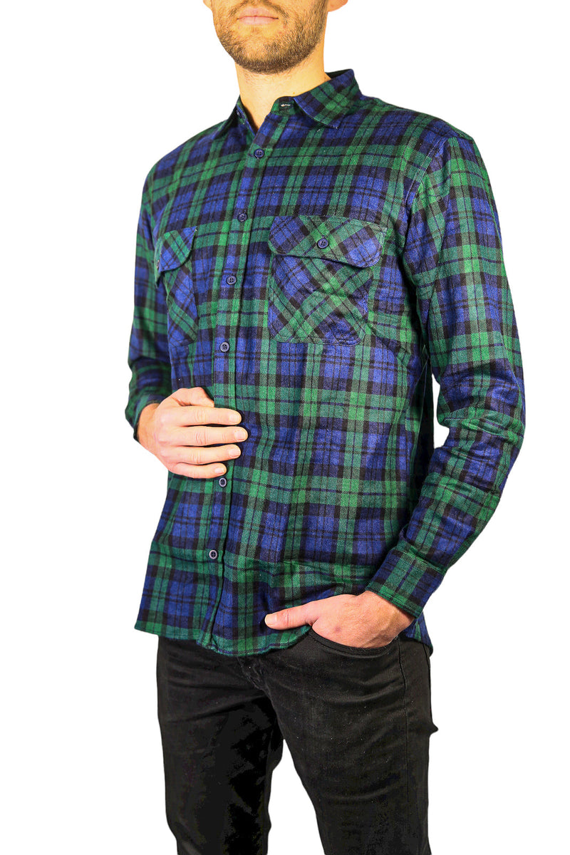 Load image into Gallery viewer, Mens Flannelette Long Sleeve Shirt 100% Cotton Check Authentic Flannel - Full Placket-4
