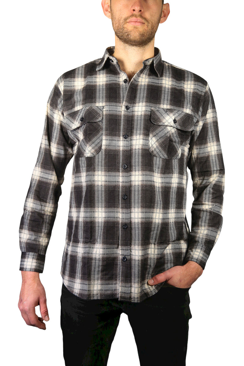 Load image into Gallery viewer, Mens Flannelette Long Sleeve Shirt 100% Cotton Check Authentic Flannel - Full Placket-15
