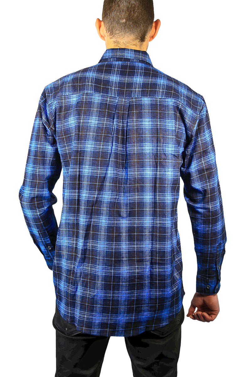 Load image into Gallery viewer, Mens 100% Cotton Flannelette Shirt Long Sleeve Check Authentic Flannel - Blue-3

