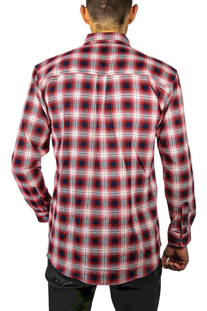 Load image into Gallery viewer, Mens 100% Cotton Flannelette Shirt Long Sleeve Check Authentic Flannel - Red/Navy-3
