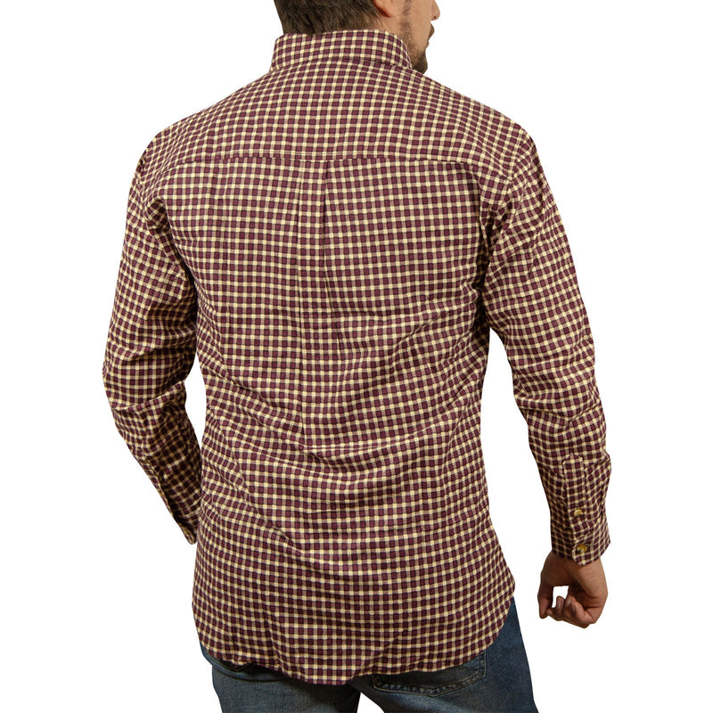 Load image into Gallery viewer, Mens Long Sleeve Flannelette Shirt 100% Cotton Flannel - Burgundy Check-3
