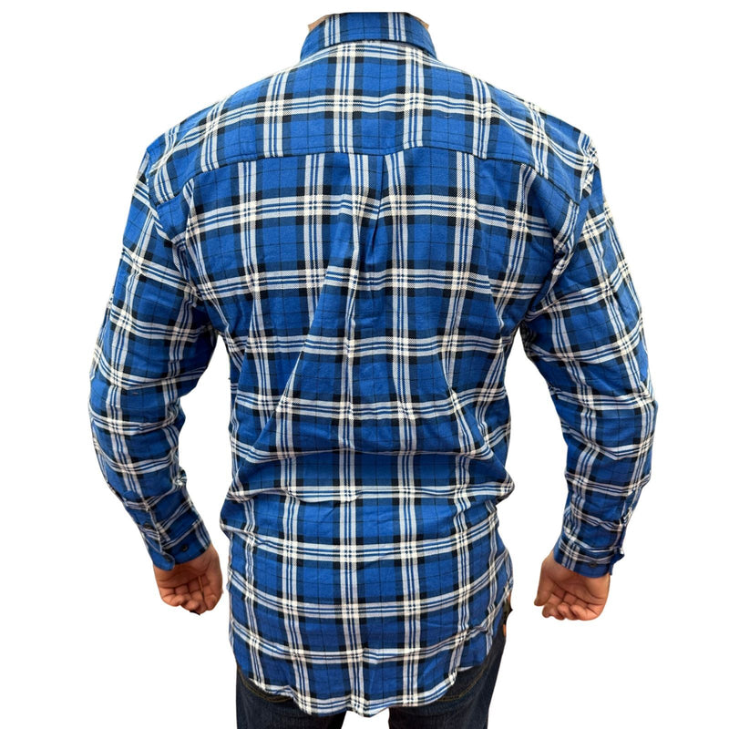 Load image into Gallery viewer, Mens Flannelette Long Sleeve Pullover Shirt 100% Cotton Flannel - Half Placket - Navy-3
