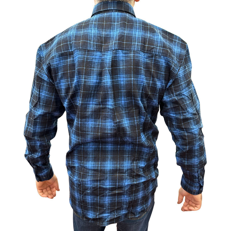 Load image into Gallery viewer, Mens Flannelette Long Sleeve Pullover Shirt 100% Cotton Flannel - Half Placket - Blue-3
