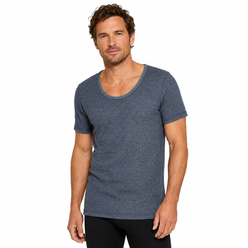 Load image into Gallery viewer, Thermal Fleece Mens Thermal Short Sleeve Top T Shirt Thermals - Navy-1
