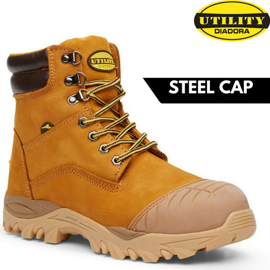 DIADORA Utility Craze w Zip Work Boots Composite Cap Workwear Shoes - Wheat-1