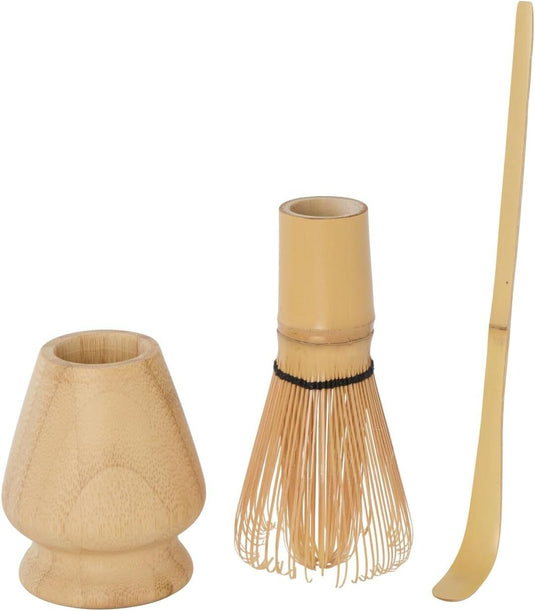 Leaf & Bean 3pcs Bamboo Japanese Matcha Making Set (Whisk, Scoop & Holder)-0