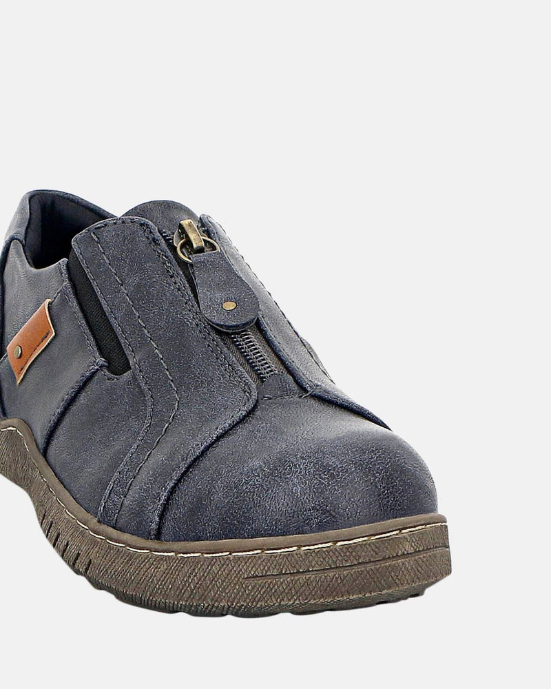 Load image into Gallery viewer, Panache Womens Inda Walking Shoes w/ Zip in Navy-4
