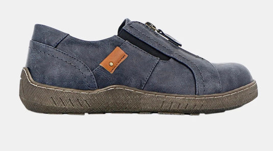Panache Womens Inda Walking Shoes w/ Zip in Navy-1