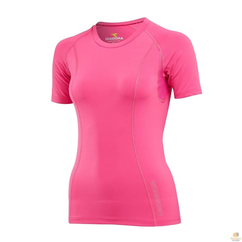 Load image into Gallery viewer, DIADORA Ladies Compression Short Sleeve Top Fitness Gym Yoga - Pink-7
