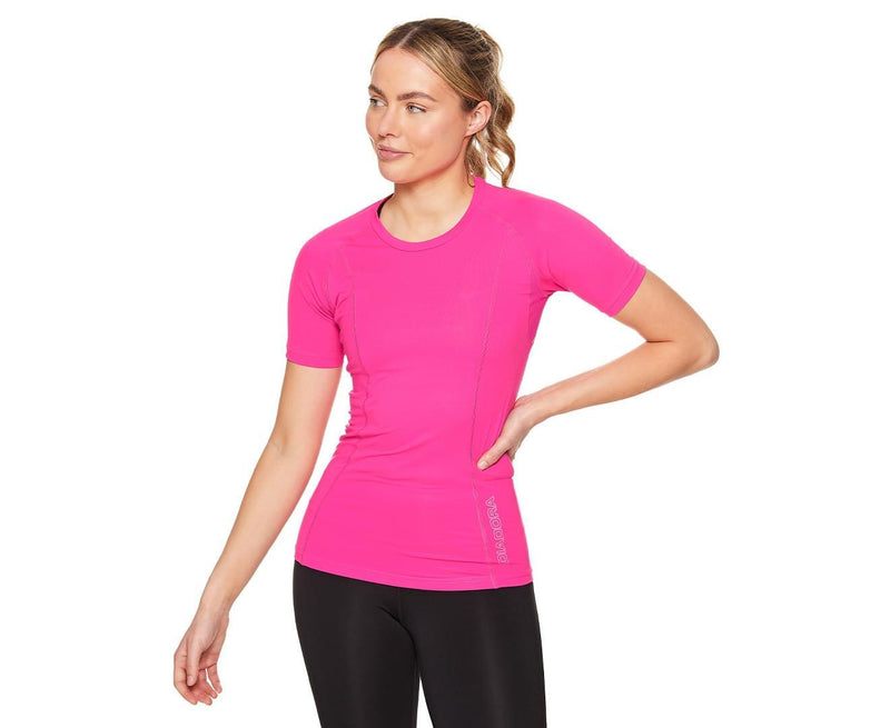 Load image into Gallery viewer, DIADORA Ladies Compression Short Sleeve Top Fitness Gym Yoga - Pink-1
