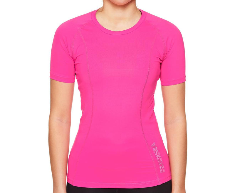 Load image into Gallery viewer, DIADORA Ladies Compression Short Sleeve Top Fitness Gym Yoga - Pink-3
