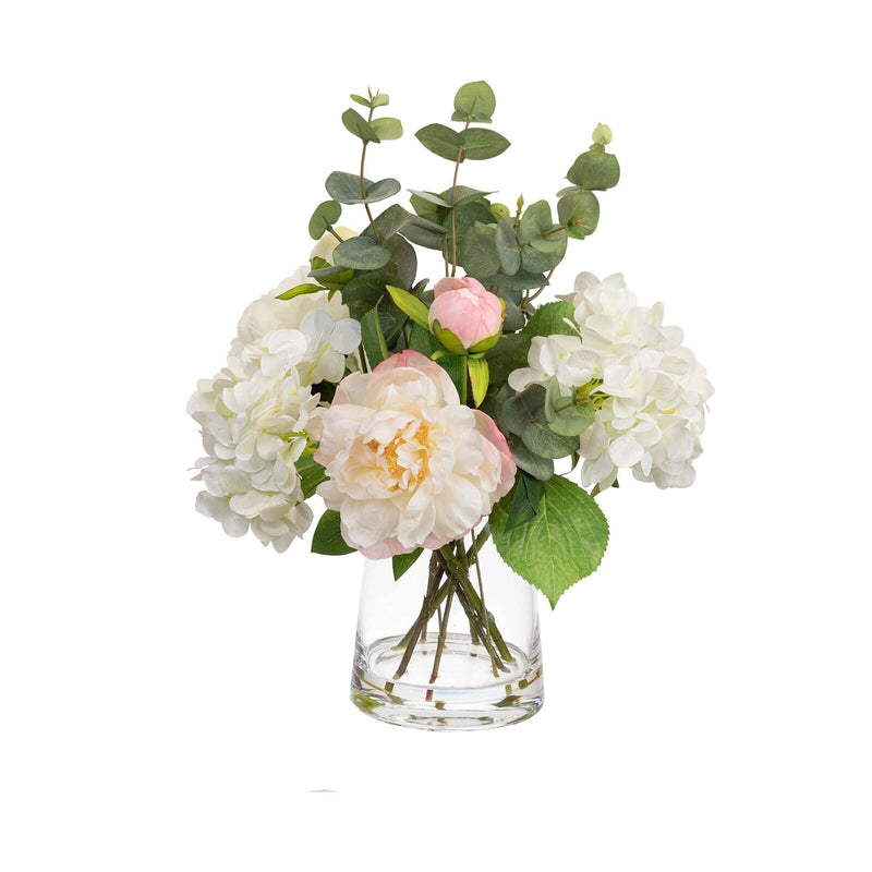 Load image into Gallery viewer, 53cm Faux Mixed Hydrangea Arrangement in Glass Artificial Flowers Plant Fake-0
