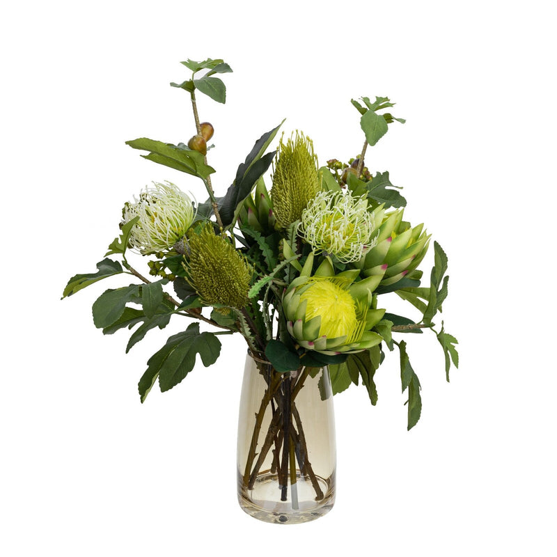 Load image into Gallery viewer, Macintyre Artificial Flowers Protea &amp; Leucospermum Arrangement in Vase 70cm-0
