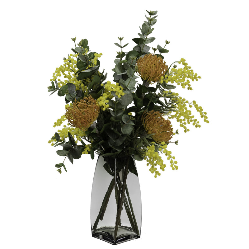 Load image into Gallery viewer, 72cm Leucospermum &amp; Mimosa Arrangement Artificial Flowers Floral Decor Plant-0
