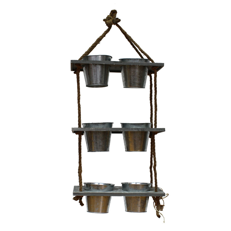 Load image into Gallery viewer, 3 Tier Metal Hanging Pot Plant Hanger Rope Hanging Planter Basket Flower w 6 Buckets-1
