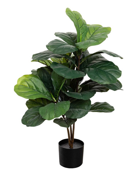 90cm Potted Faux Fiddle Leaf Fig Tree Artificial Plant Flower Green-0