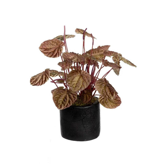 33cm "Real Touch" Begonia Artificial Plant Flowers in Pot Floral - Burgundy-1