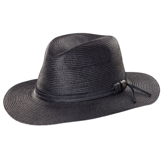 GOORIN BROTHERS Dawn Summer Braid Fedora Hat Cap Bros 100-9217 Wide Brim - Black-1