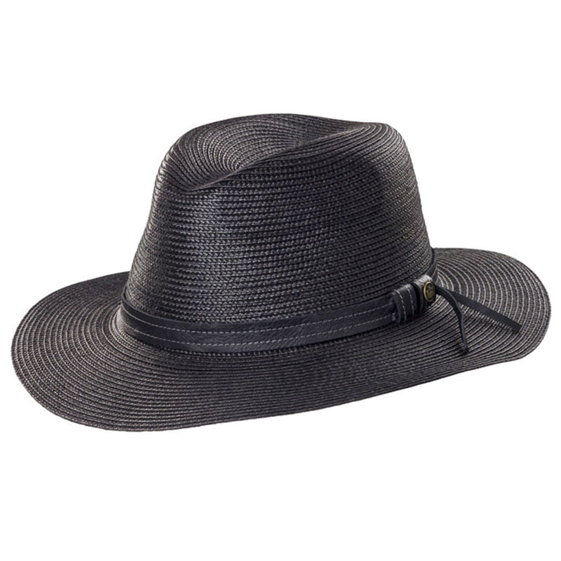 Load image into Gallery viewer, GOORIN BROTHERS Dawn Summer Braid Fedora Hat Cap Bros 100-9217 Wide Brim - Black-0
