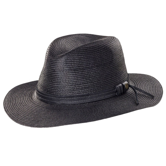 GOORIN BROTHERS Dawn Summer Braid Fedora Hat Cap Bros 100-9217 Wide Brim - Black-0