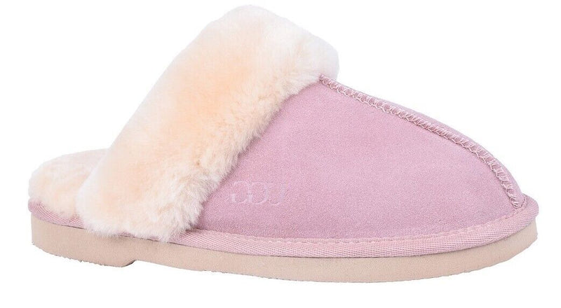 Load image into Gallery viewer, GROSBY Doe Womens Moccasin Sheepskin Slipper UGG Scuff Slip On Moccasins Ladies - Light Pink-1

