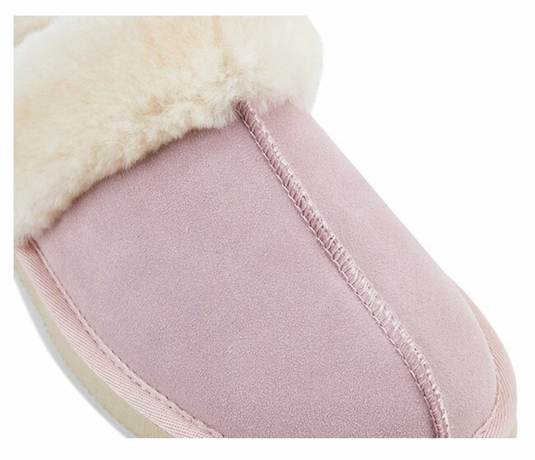 GROSBY Doe Womens Moccasin Sheepskin Slipper UGG Scuff Slip On Moccasins Ladies - Light Pink-4