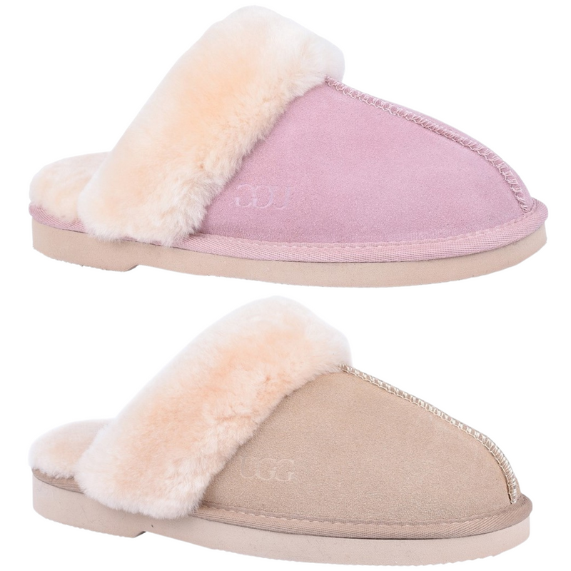 Load image into Gallery viewer, GROSBY Doe Womens Moccasin Sheepskin Slipper UGG Scuff Slip On Moccasins Ladies-0
