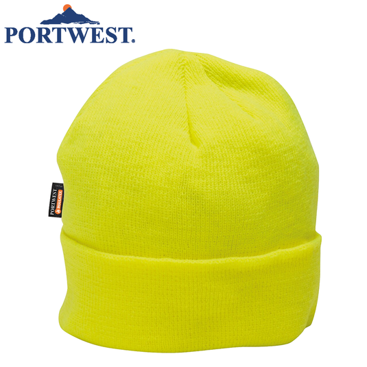 PORTWEST InsulaTex Hi Vis Beanie Fleece Thermal Insulated Workwear Hat - Yellow-1