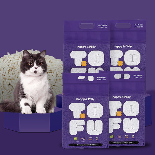 Happy & Polly Clumping Natural Tofu Cat Litter (4x 2.5kg) - 10kg Total Bulk Box-0