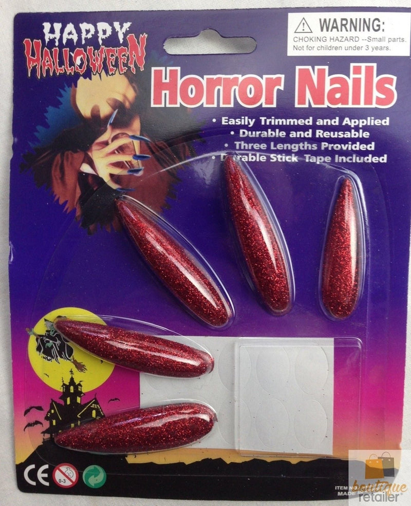 Load image into Gallery viewer, 10x Long GLITTER HORROR NAILS Halloween Party Costume Accessory Vampire Witch-4
