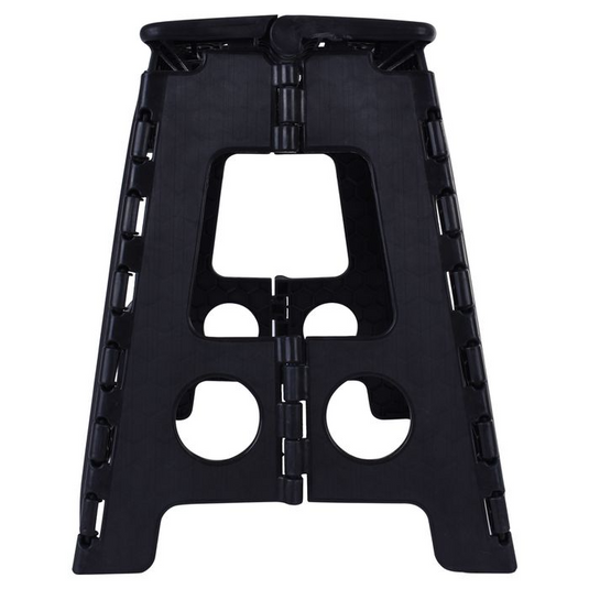 125kg Plastic Folding Step Stool 39cm Portable Chair Flat Indoor/Outdoor Home - Black-2
