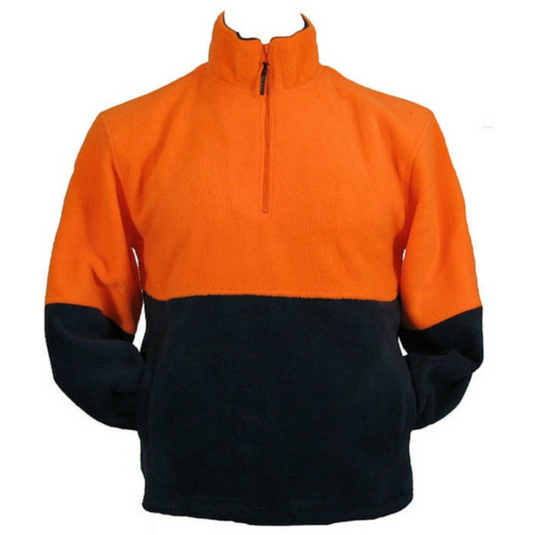 HI VIS POLAR FLEECE Jumper 1/2 Half Zip Safety Workwear Fleecy Jacket Unisex-5