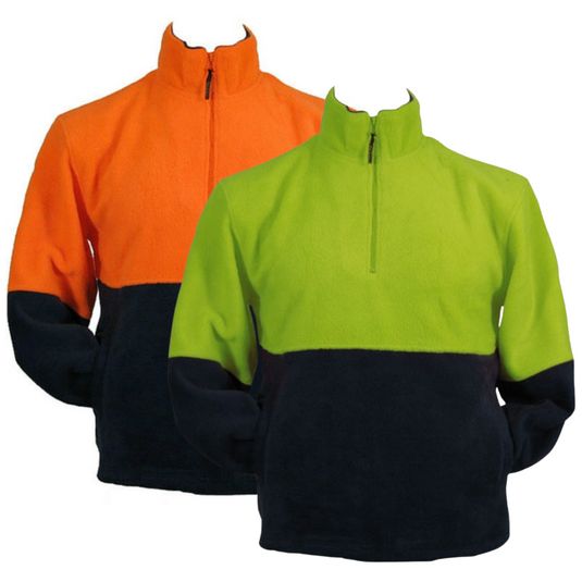 HI VIS POLAR FLEECE Jumper 1/2 Half Zip Safety Workwear Fleecy Jacket Unisex-0