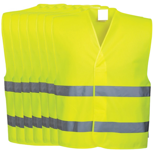 10x Hi Vis Safety Vest Reflective Tape Workwear Night & Day Bulk - Yellow - One Size-0