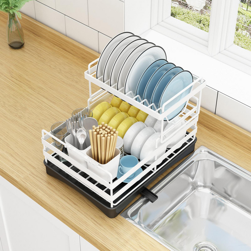 Load image into Gallery viewer, Viviendo 2 Tier Kitchen Counter Dish Rack - White-1
