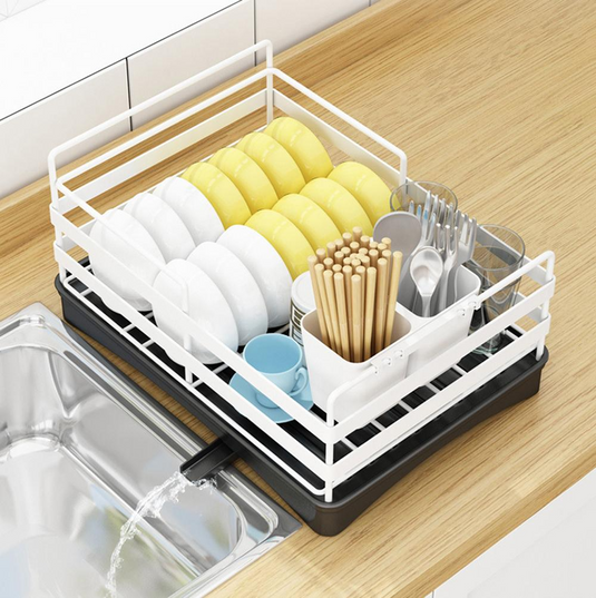 Viviendo 2 Tier Kitchen Counter Dish Rack - White-2