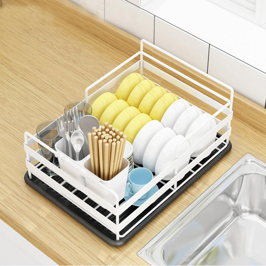 Viviendo 2 Tier Kitchen Counter Dish Rack - White-3