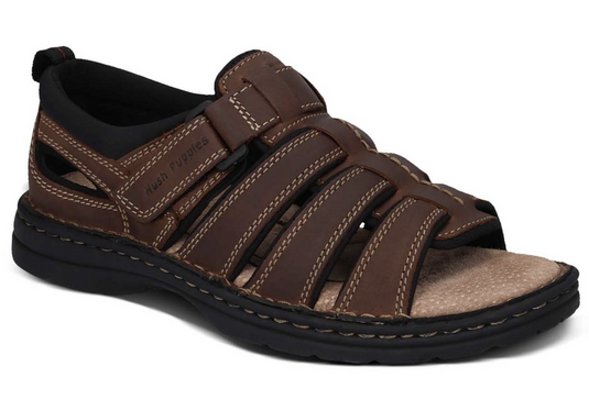 HUSH PUPPIES SPARTAN Mens Leather Wide Fit Comfort Sandals Shoes Slip On - Brown-0