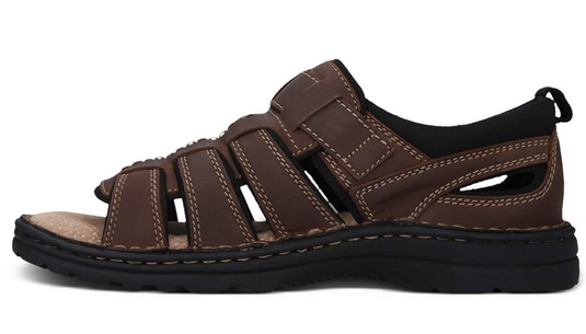 HUSH PUPPIES SPARTAN Mens Leather Wide Fit Comfort Sandals Shoes Slip On - Brown-3