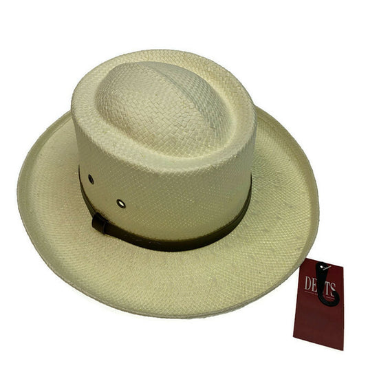 DENTS Paper Straw Hat Wide Brim Sun Beach Gold Cap Summer Natural Protection-0