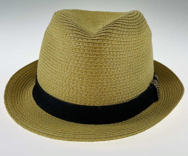 Load image into Gallery viewer, Dents Toyo Straw Trilby Fedora Hat Summer Fedora Small Brim - Natural/Black-3
