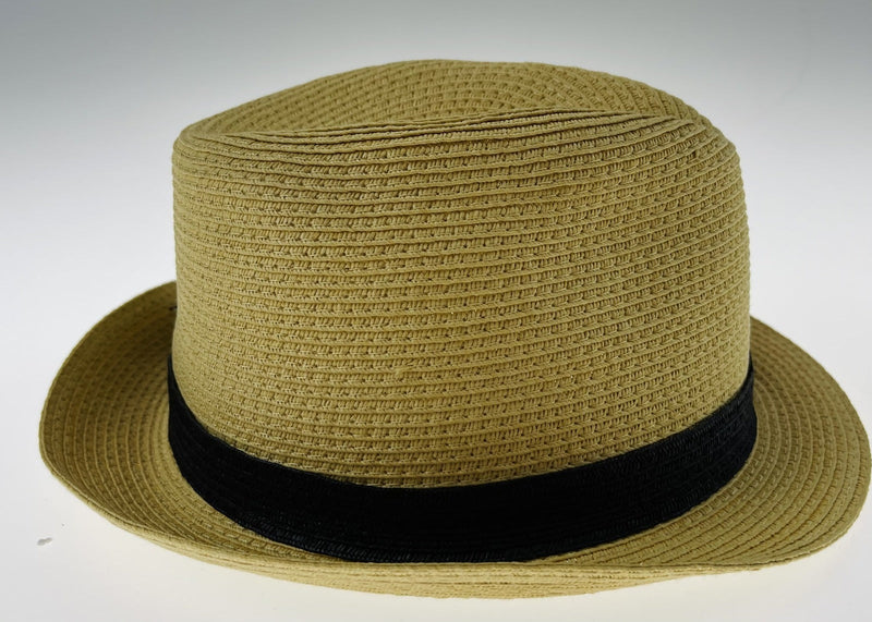 Load image into Gallery viewer, Dents Toyo Straw Trilby Fedora Hat Summer Fedora Small Brim - Natural/Black-4
